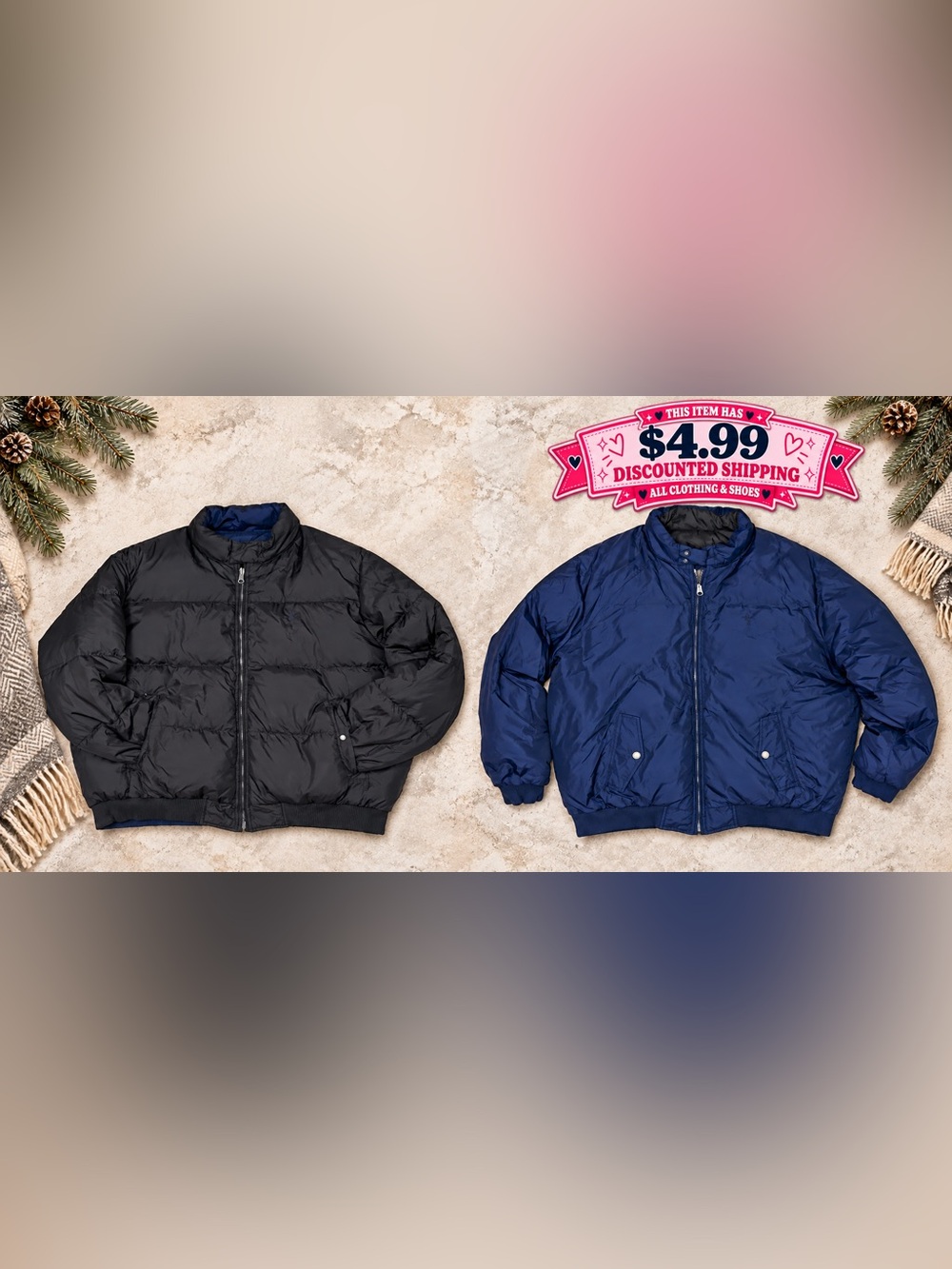 Polo Ralph Lauren Men’s XL Reversible Down Puffer Jacket Black/Navy